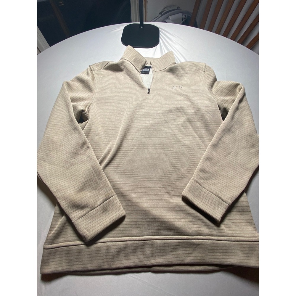 Under Armour Storm Golf Mens Tan Beige 1/4 Zip Pullover Sweater 1373674 MD